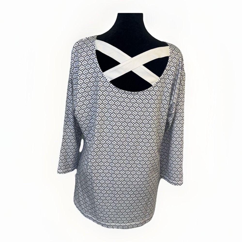 Talbots Cross Back‎ Tunic Outline Scallop Size LP NWT White & Blue - Picture 4 of 7